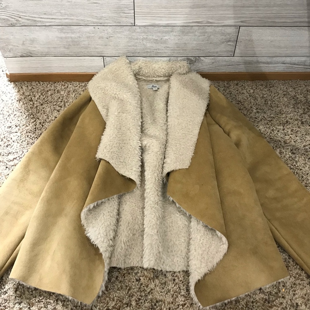 Faux suede drape jacket